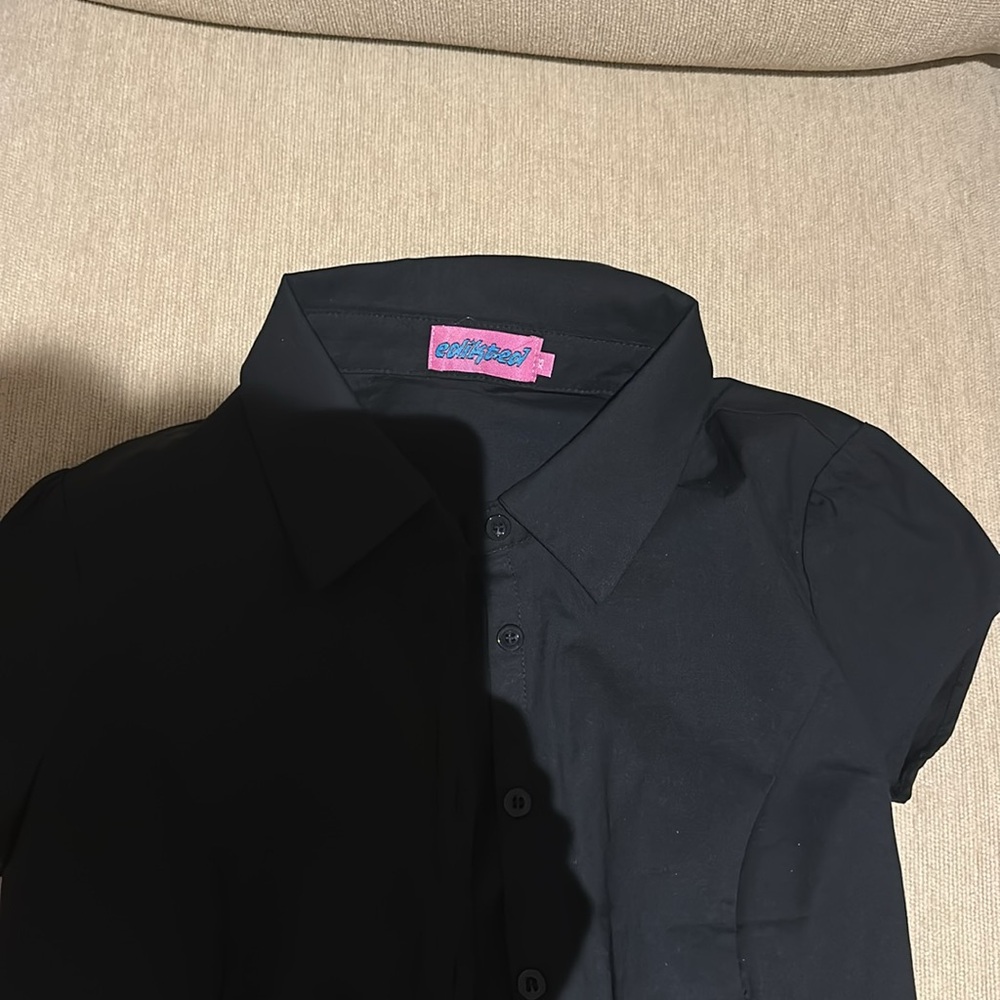 BNWOT Classic Black Collared Shirt - Picture 4 of 4